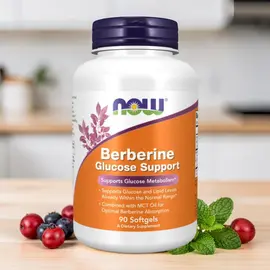 Пищевая добавка NOW FOODS, Берберин для поддержки глюкозы, 90 мягких капсул