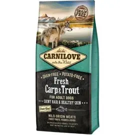 Hrană uscată CARNILOVE Fresh, Pentru câini, Cu crap și păstrăv, 12 kg