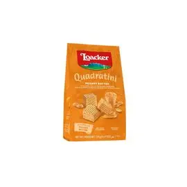 Вафли LOACKER Quadratini с арахисовым кремом, 125 гр