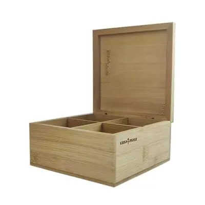 Organizator cu capac CASA MASA BAMBUS, 16x16x8 cm