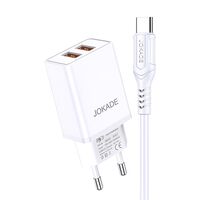 Încărcător Jokade with Cable USB-A to Type-C Dual Port, JB024, 3A, White