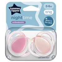 Suzeta ortodontica TOMMEE TIPPEE de noapte (0–6 luni) silicon 2 buc