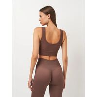 Maiou fără cusături pentru femei Giulia Top Rib, gri-maro, S/M, 2 image