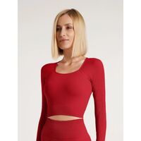 Top crop pentru femei Giulia Rib, fara cusaturi, culoare bordo, One Size