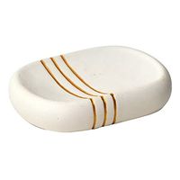 Sapuniera Golden Stripes, alba, ceramica, 2 image