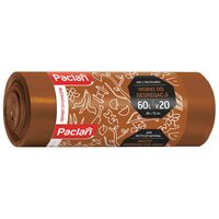 Saci de gunoi PACLAN maron, pentru materiale deseurile biodegradabile, 60 L, 20 buc