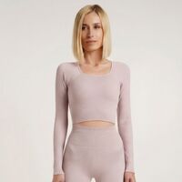 Top crop pentru femei Giulia RIB, fara cusaturi, culoare liliac, One Size