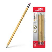 Set de creioane grafit ERICHKRAUSE Amber 101, HB, cu gumă, 4 buc., blister