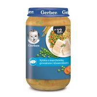 Piure Gerber JUNIOR din peste cu morcov, mazare si galuste 250 g