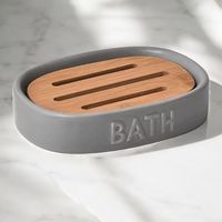 Sapuniera TENDANCE Bath sur, ceramica+bambus
