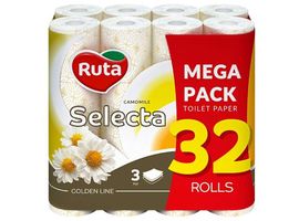 Hirtie igienica RUTA Selecta, 3 staturi, musetel, 32 role