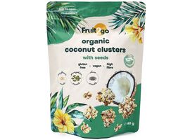 Clustere de nuca de cocos FRUIT2GO Organic cu seminte, 140 g