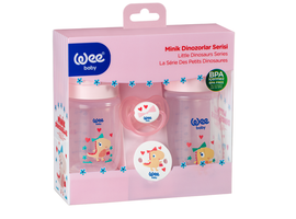 Set biberone WEEBABY, de 250 ml si 125 ml + suzeta, roz