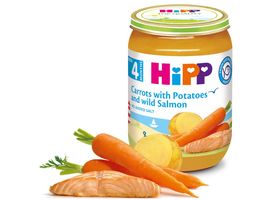 Piure HIPP Meniu cu peste, Morcovi si cartofi cu somon salbatic, de la 4 luni, 190 g