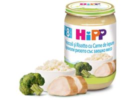 ​Piure HIPP Meniu cu carne, Broccoli si risotto cu carne de iepure, de la 8 luni, 220 g