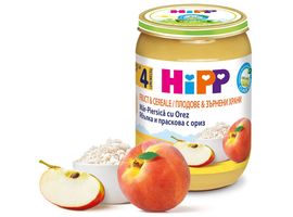 4703 Piure HiPP Fructe & Cereale, Mar si piersica cu orez, de la 4 luni, 190 g