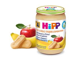 Piure HiPP Fructe & Cereale, Mar - banana cu primul biscuit al copilului, de la 4 luni, 190 g