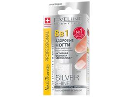 Preparat pentru unghii EVELINE Nail Therapy Professional, 8in1, Silver Shine nail, 12ml