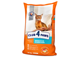 Сухой корм CLUB 4 PAWS Premium, для взрослых кошек, с чувствительным пищеварением, ассорти, 14 кг
