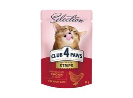 Hrana umeda CLUB 4 PAWS Premium Selection, pentru pisici adulte, fasii cu pui in sos, 85g