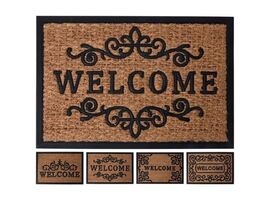 Covoraș de intrare "Welcome", culoare cocos, 40x60 cm, bază de cauciuc