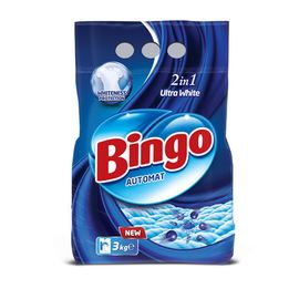 Сухой стиральный порошок BINGO 2в1, для белых вещей, автоматическая стирка, 3 кг