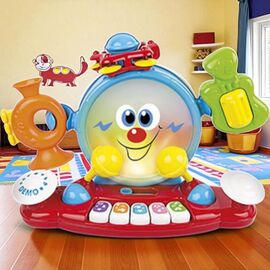 ​Jucarie muzicala 6 in 1 pentru bebelusi WINFUN, cu sunete si lumini interactive, limba engleza