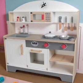 Bucatarie din lemn SIMPLE STYLE KITCHEN MSN21011, alb-gri, cu accesorii