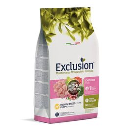 Hrana uscata monoproteica pentru catei de talie medie EXCLUSION, Pui, 12kg