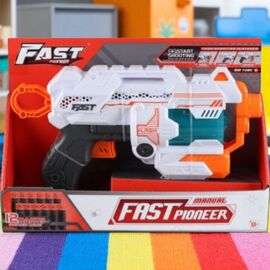 Игрушечный ручной бластер FAST PIONEER, 12 снарядов, вращающийся цилиндр