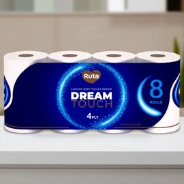 Туалетная бумага RUTA Dream touch, 4 слоя, 8 рулонов, белая
