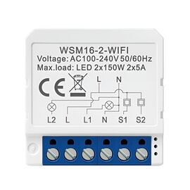 Умный выключатель AVATTO, Wi-Fi, 250W, 10A, (С нейтральным проводом), Двухганговый