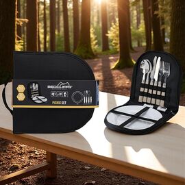 Set de veselă și tacâmuri pentru picnic Redcliffs, în husă, 10 piese
