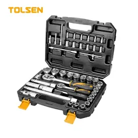 Set profesional de 45 capete tubulare TOLSEN, 1/2+1/4