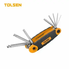 Set de 8 chei hexagonale pliabile TOLSEN, cu cap rotund, 1.5-8mm