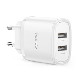 Încărcător Yesido 2*USB-A, 24W, Max YC72, White