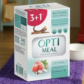 Влажный корм OPTIMEAL Super Premium для котят, курица, 3+1 (340г.)