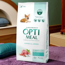 Hrana uscata OPTIMEAL Super Premium pentru catei de toate rasele, curcan, 1.5kg