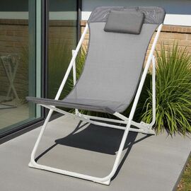 Scaun-sezlong pliabil 85 х 55 х 87 cm, cu perna, gri