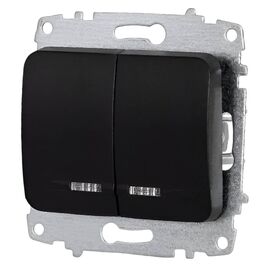 Выключатель двойной с LED EL-BI JAZZ ST (черный) 607-014800-203
