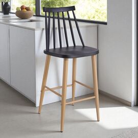 Scaun de bar DECOPRIM PLUS Jack, Black+Transprint Legs