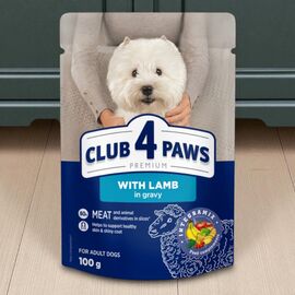 Hrana umeda CLUB 4 PAWS Premium, pentru caini adulti, rase mici, miel in sos, 100 g