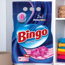 Сухой стиральный порошок BINGO 2в1, для цветных вещей, автоматическая стирка, 2 кг
