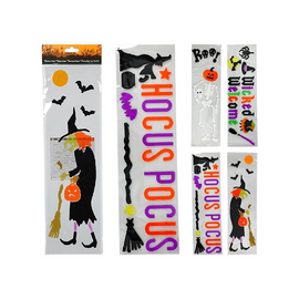 Abțibilduri gel Halloween pentru fereastră, 4 modele, 48x15 cm