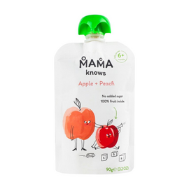 Piure pentru copii MAMA KNOWS, Măr și piersică, 90g