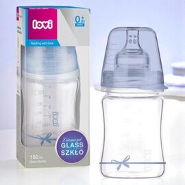 Бутылочка LOVI 74/104boy Baby Shower,стеклянная, для мальчика, 150 мл