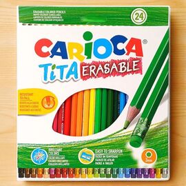Set creioane colorate CARIОCA Tita Erasable, 24 buc