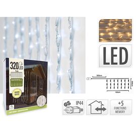 Огни новогодние "Водопад" 320LED т-бел, 8струй, 1X2m, 5реж
