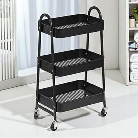 Etajera cu 3 nivele Tendance, pe roti, 31х43.5х79 cm, metal, negru