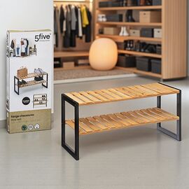 Etajera pentru incaltaminte cu 2 rafturi Five, 70х26х34.5 cm, bambus/metal